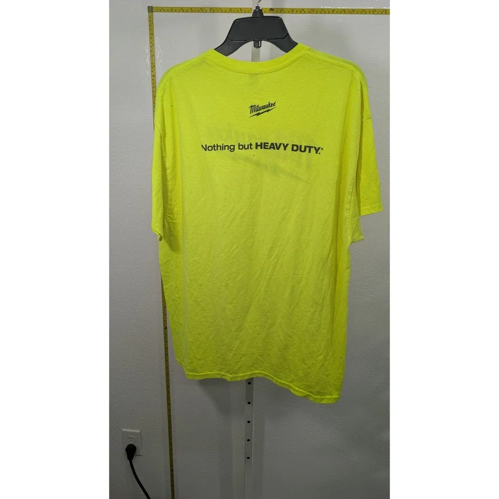 Milwaukee Tool Heavy Duty T-Shirt Mens XL Neon Yellow Safety Green Gildan Tee - Picture 3 of 3